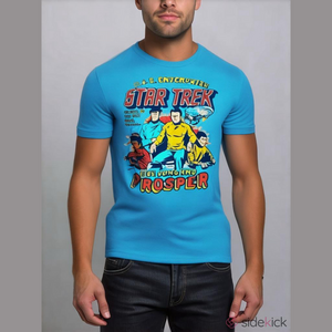 Star Trek U.S.S. Enterprise Live Long and Prosper Blue Cotton Polyester Men’s XL